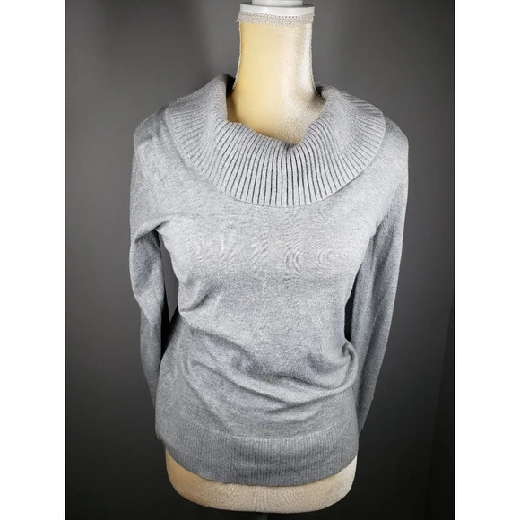 White House Black Market Gray Sweater With Buttons Down Sleeve. - Picture 1 of 5